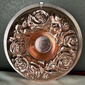 Vintage Metal Jello Mold Copper Roses Flowers Ice Midcentury Hong Kong 1963